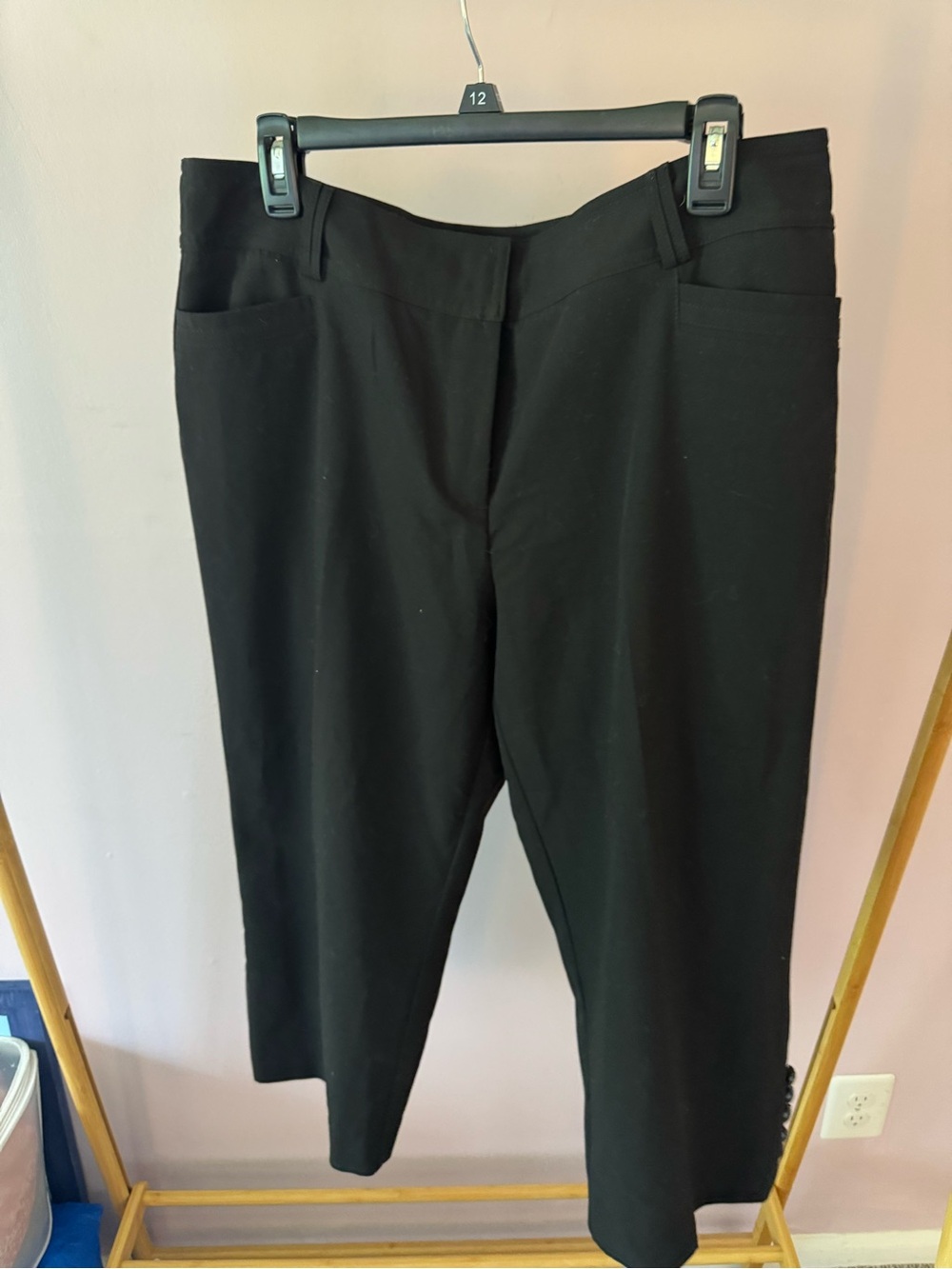 dressbarn Black Cropped Straight-Leg Women’s Jeans with button ankle detail